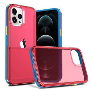 2mm For iPhone 13 Pro Max mini armor defender phone cases hard plastic acrylic + TPU crystal clear cellphone Shockproof Bumper Color contrast Cover