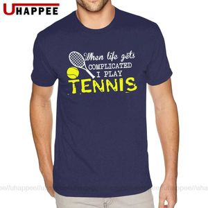Preto eu amo jogar tênis camiseta para homens sob medida curta de manga curta de algodão macio O-pescoço 210629