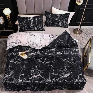 Marmor sängkläder för sovrum Mjuka sängkläder för dubbelsäng Hem Komponent Duvet Cover Quality Quilt Cover och PillowCase 211203