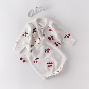 Pattern Baby Tuta Girl Girl Primavera e Autunno Maglione Amore Stampa Giacca + Abito a due pezzi 210429