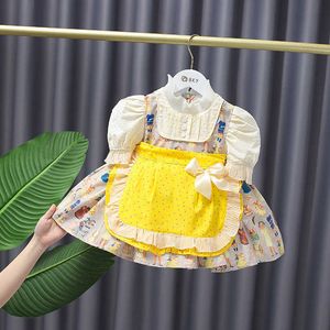 Baby Girl Spanish Lolita Princess Ball Gown Toddler Vintage Yellow Printed Dresses for Girls Birthday Easter Party Vestidos 210615