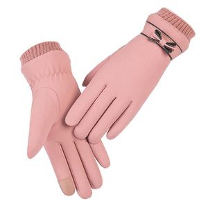 Vijf vingers handschoenen winter vrouwen skin stof zacht winddicht lang roze