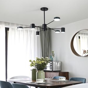 Ceiling Lights Black White Modern Led Chandelier Acrylic Round Chandeliers For Living Room Bed Kitchen Lighting Fixture