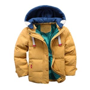 Jaqueta infantil para baixo parkas 4-10t inverno crianças outerwear meninos casua casacos quentes com capuz