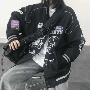 Hiphop Baseball Kurtki Ubrania Gothic Streetwear Bombowiec Bombowiec Odzieży Odzieży Czarna Podstawowa Kurtka Kobiety Odzież Plus Rozmiar Goth 211105