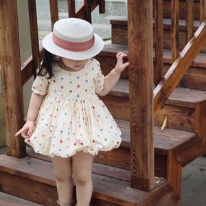 Summer Kids Girls 2-PCs Set Abito Dot Color Dot + Shorts Stile carino Bambini Abiti di moda Bambini E1042 210610
