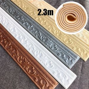 Adesivos de parede de espuma 3D autoadesivos à prova d'água Rodapé papel de parede Borda Adesivo de parede sala de estar quarto decoração de casa