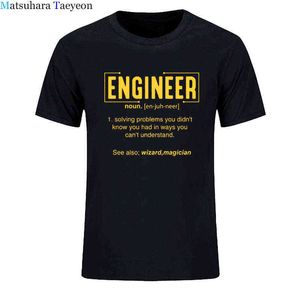 Män T-shirt Engineer Dad Definition Noun Rolig T Shirts Sommar bomull Harajuku Kortärmad Streetwear Svart T-shirt Kläder G1222