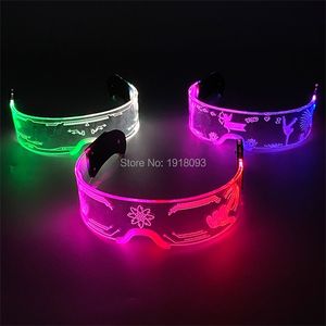 Fashion Cool LED Glasses Luminous Neon Light up Glasses Glowing Rave Costume Glasses Christmas Halloween Supplies DJ Club Props Y0730