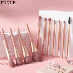 Makeup Brushes Fuque 11PCs Rosa Set Soft Hair Pulver Foundation Ögonbryn Ögonskugga Blush Make Up Beauty Cosmestic Tools Kit 2021