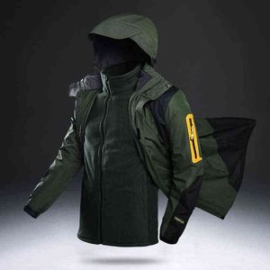 Dois-em-um parka homens windbreak mais veludo grosso quente casacos à prova d 'água masculino macho casaco de anorak casacos casal casal y1109