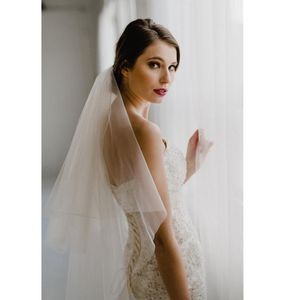 Véus de Noiva Moda Véu de Casamento Tule Branco Marfim Duas Camadas Acessórios Noiva Velo Novia Curto Feminino Com Pente