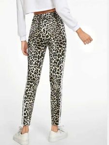 Leopardo de tigre feminino impressão elástica poliéster spandex slim skinny lápis pants q0801