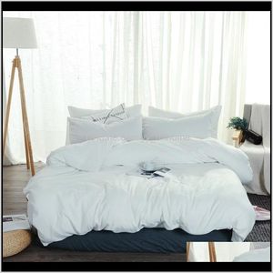 Tvättad bomullsduket täcke modern vuxen uppsättning vit fast färg säng lakan drottning kung mjuk sängkläder kuddecase ydbtve vhfgr