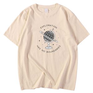 Large Size Men Tshirts Spring Summer T Shirts Exploration Has No Boundaires Globe Print Clothes Fashion Style Tees Shirt Mens Y0809
