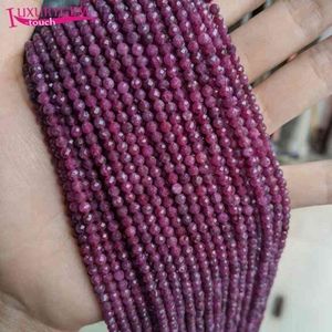 High Quality Natural Rubys Stone 3mm Faceted Round Shape Gem Loose Spacer Beads Bracelet Necklace Jewelry Accessory 38cm b142