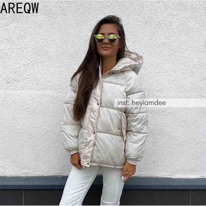 Short Winter Jacket Women Oversize Parka Coat Warm Thick Cotton Loose Hooded Padded 210916