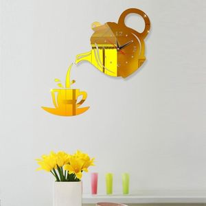Wanduhren Kreative DIY D Uhr Acryl Kaffeetasse Teekanne Dekorative Küche Für Kinderzimmer Wohnzimmer Dekoration