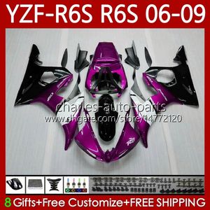 Fairings de Moto para Yamaha YZF-R6S YZF R6 S 600 CC YZF600 2006-2009 Body 96No.176 YZFR6S 2006 2007 2009 YZF-600 600cc YZF R6S 06 07 08 09 OEM Roxo Black Bodywork Kit