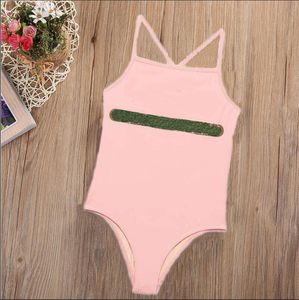 Çocuk Kız Tek Parça Çocuk Sevimli Bikini Kolsuz Mayo Mektup Baskılı Plaj Kıyafetleri Chidren Bebek Kız Mayo Yaz