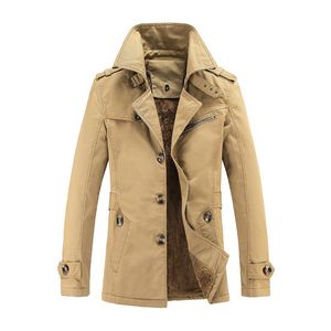 Men's Trench Coats Autumn/winter Coat Men Jackets Casual Outwear Windbreaker Jacket Plush Insided Long Winter Large Size 5XL