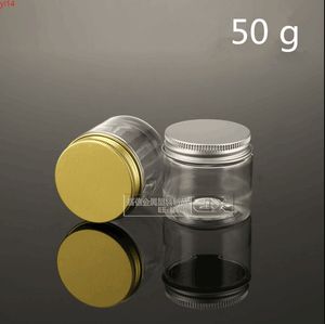 30 G 50 Vazio Transparente Embalagem Embalagem Frasco Jar Gold Lid Creme Olho Gel Gel Bath Salt Cosméticos Cosméticos Qtd