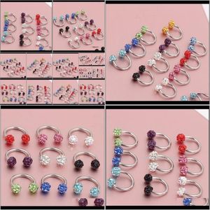 Ringe Ohrstecker Drop Lieferung 2021 Hufeisen Nase Körperschmuck Multi Farben Titan Piercing 50 Teile/los Aprmd