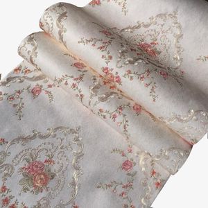 Bakgrundsbilder Floral Beige Pink Emboss Wallpaper Roll 3d Flower Damask Paisley Bakgrund Väggpapper Hem Inredning Vardagsrum Sovrum Dekoration