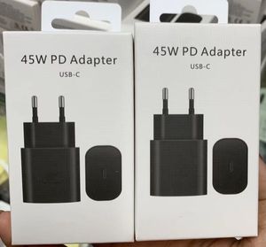 EU Pulg Superschnelles Wandladegerät USB C für Samsung PD 45W Ladegeräte Galaxy S20/S20 21 Ultra/ Note10/Note 10 Plus TA845 mit Verpackungsbox