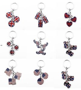 Kreki British Style Brody Pendant Gift Favor Car Wielka Brytania Flaga Flaga Spraw Zagranicznych Prezenty amerykańskie Flagi Kluczowe Sieć DD139