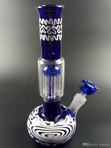 11 Inches Blue Straight Tube Freezable Beaker Bong Hookahs Glass Water Pipes Build Dab Oil Rig With 19mm Bowl