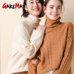 Women's Cashmere Sweater Casual Warm Winter Long Sleeve Wool Jumper for Women Turtlenecks Knitted Female 210428