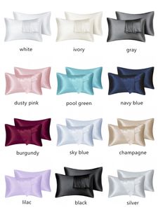 FATAPAESE Solid Silky Satin Skin Care Silk Hair Anti Pillow Case Cover Pillowcase Queen King Full Size high xiaomi youpin256O