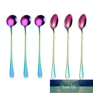 Spoons 4PCS Stainless Steel Exquisite Rainbow Coffee Mixing Spoon Set Long Handle Scoop Cold Drink Ice Tableware Decor1