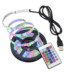 DC 5V USB 2835 LED RGB Striplampa 3528 RGBS Boklampor TV Bakgrundsinredning Belysning Ribbon Desk Dekoration Tejpsträngar 5m D3.0