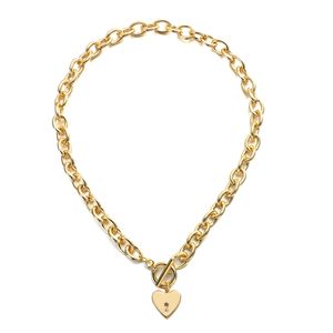 Dicke Kettenverschluss Gold Farbe Klappen Herz Anhänger Halsketten Für Frauen Minimalistische Choker Halskette Schmuck