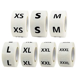 500pcs 1inch Round Size XS S M L XL XXL XXXL Adhesive Stickers DIY Decoration Label For Clothing Shop Hat Decor