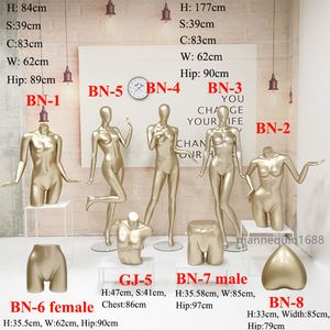 Modierad ljus hud kvinnlig kläder mannequin glasfiber manikin fulla kroppsmodeller grossist champagne guld mode abstrakt glänsande vita mannequins