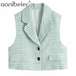 Spring Autumn Single Breasted Notched Collar Light Green Women Gilets Regular Fit Casual Office Lady Vest Female Tops 210604