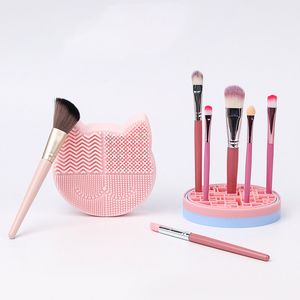 Silicone Makeup Brush Cleaner Storage Pad Foundation Skönhet Kosmetisk Borste-Scrubber Board Tvättrengöring Mat Gel handverktyg