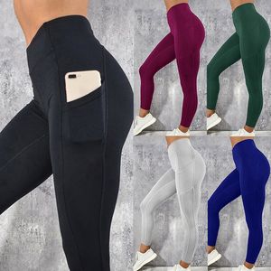 Yoga Pants Fitness Leggings High Waist Sports Pant With Side Phone Pocket Workout Legging Running Tight Push Up Women Sexy Peach Buttock Tights Faddish WMQ1115