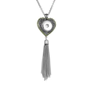Мода сердца кристалл кисточкой ожерелье 18 мм имбирь защелкивается кулон ожерелья для женщин украшенные подарки