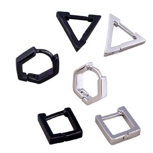 1pc KPOP DNA Korean V Square Hexagon Triangle Stainless Steel Ear Earrings Hip Hop Stud Earring Titanium Man Jewelry Accessories