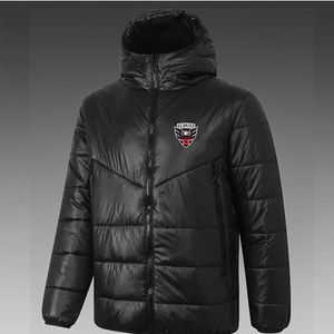 21-22 DC United jaqueta com capuz masculino para baixo inverno lazer esporte casaco com zíper completo esportes ao ar livre moletom quente logotipo personalizado