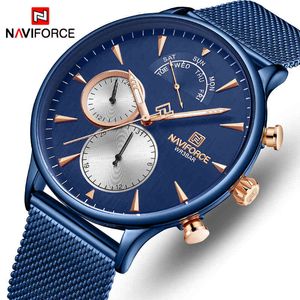 Naviforce Men Watches Top Brand Simple Quartz Waterfroof Wrist Watch Mens Full Steel Sports Male Clock Date lelogio masculino 210517