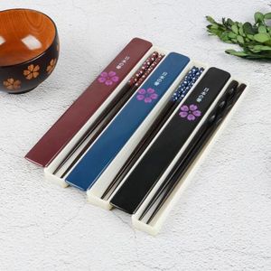 Chopsticks 100sets japonês com caixa definir sushi chinês reutilizável portátil de viagem de viagem portátil