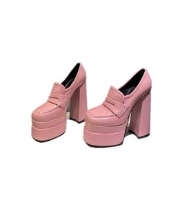 패션과 유행 마스터 브랜드 하이힐 두꺼운 샌들 바닥 사각형 발가락 공식 드레스 캐주얼 데이트 웨딩 신발 핑크 화이트 블랙 10cm