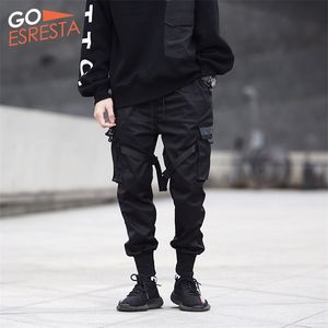 Preto Hip Hop Calças de Carga Homens Streetwear Moda Moda Costãs Sweatpants Casual Harem Calças Verão Summer Harajuku Roupas 210616