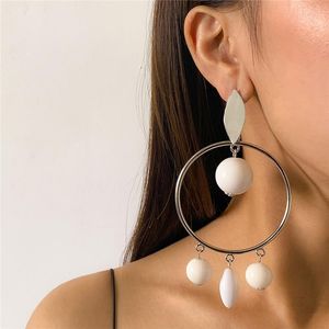 Irregular Tassel Round Dangle Earring Acrylic Long Circle Stud Earrings Women Party Gift Dress Large Silver Ear Drop Jewelry Accessories