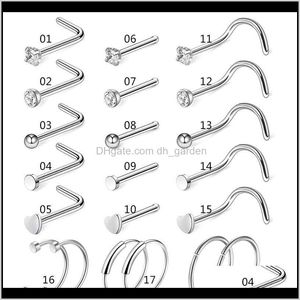 Studs Vücut Damla Teslimatı 2021 Paslanmaz Çelik Seksi Kübik Zirkon Saplama Vidaları Gül Boya Çubuk Pin Burun Halkaları Kadınlar Piercing Takı Quzkc